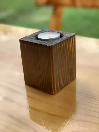 Teelichthalter Fichte, geflammt Teelichthalter Fichte, geflammt